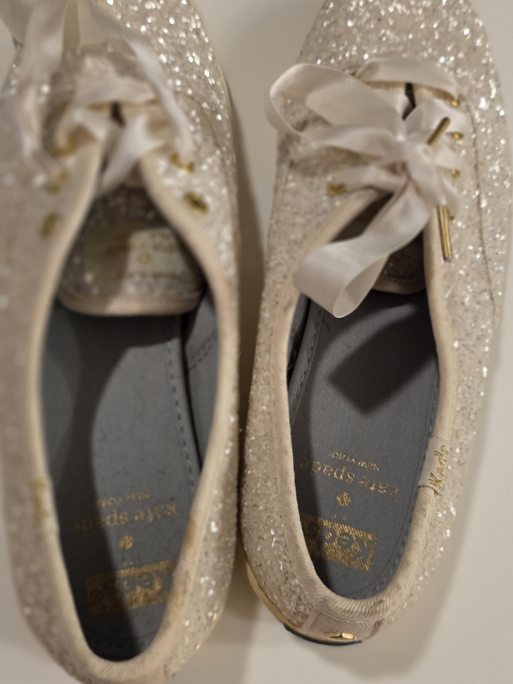 Sparkle Satin Lace-Up Women’s Sneakers in Cream - Picture 10 of 16